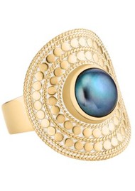 ANNA BECK Blue Pearl Saddle Ring - Gold