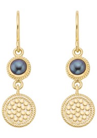 ANNA BECK Blue Pearl Disc Drop Earrings - Gold