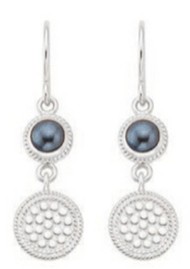 ANNA BECK Blue Pearl Disc Drop Earrings - Silver