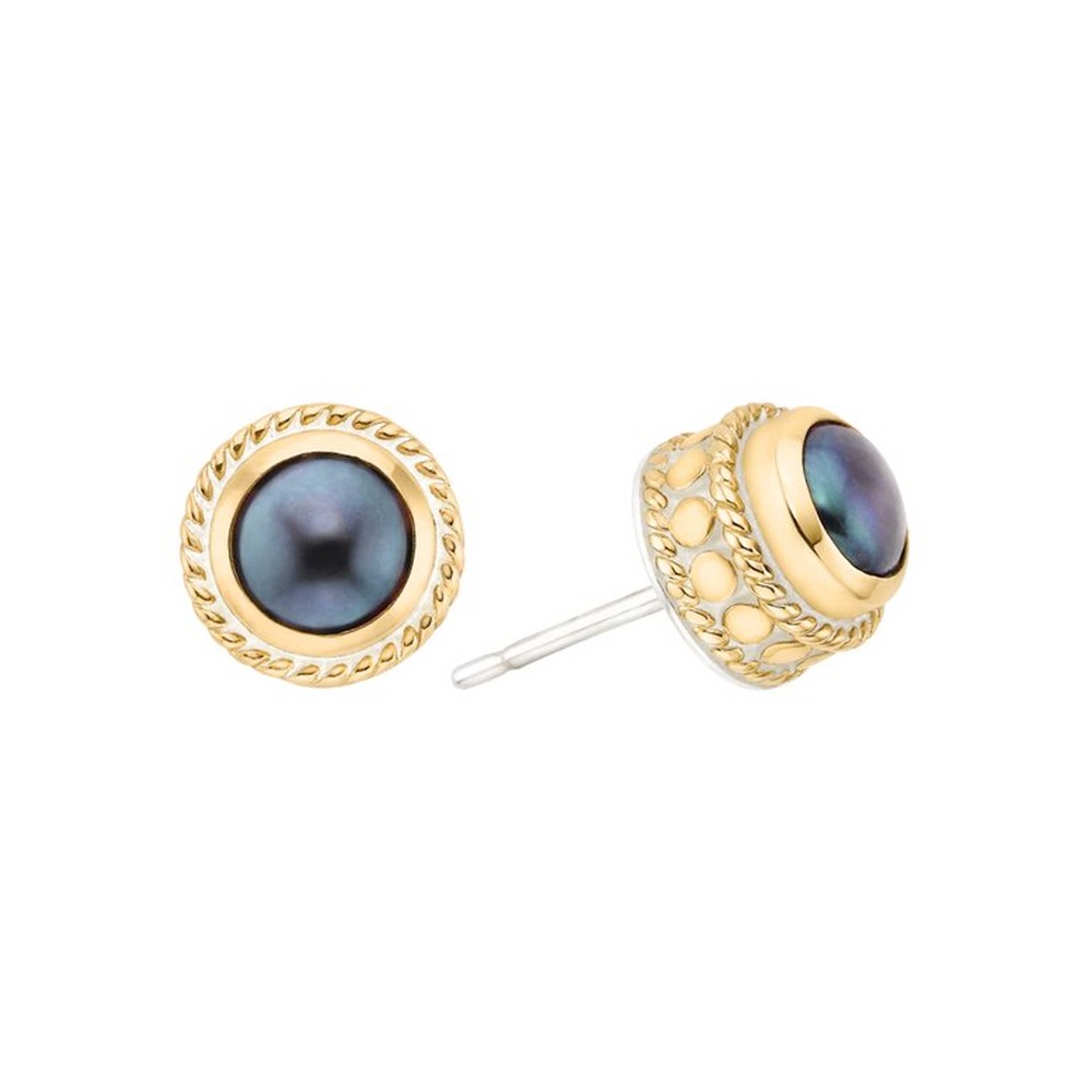 Anna Beck Women's Blue/Gold Pearl Stud Earrings