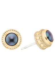 ANNA BECK Blue Pearl Stud Earrings - Gold