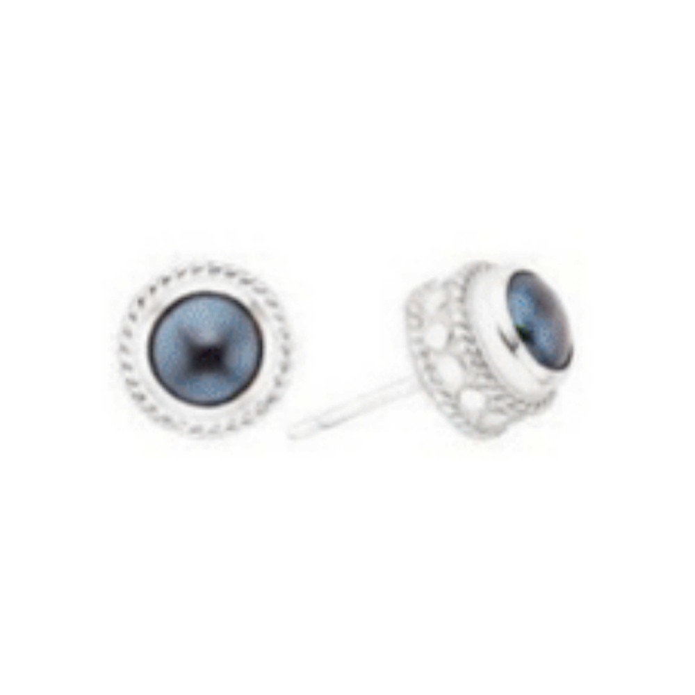 ANNA BECK Blue Pearl Stud Earrings Silver
