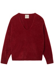 JUMPER 1234 Brushed Boxy Vee Cashmere Jumper - Rouge