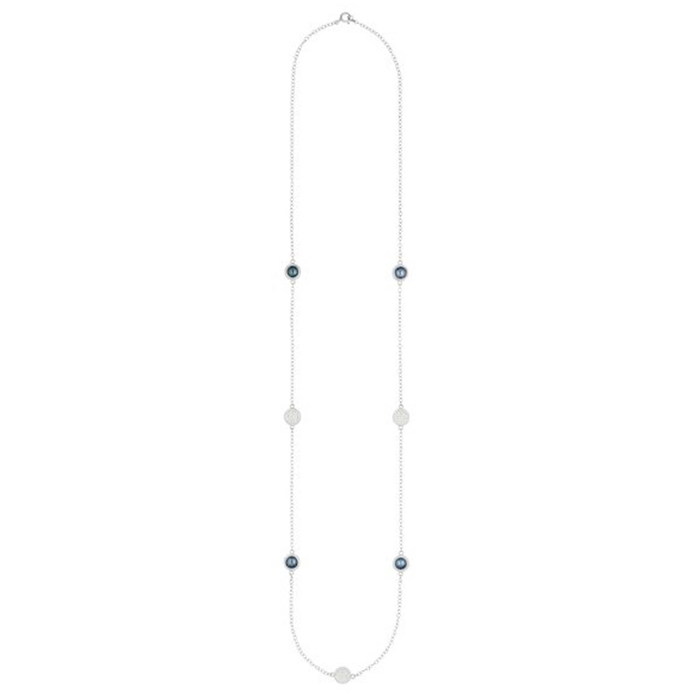 Anna Beck Women's Blue/Silver Long Pearl Station Necklace