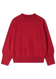 JUMPER 1234 Exposed Raglan Merino Wool Crew Jumper - Poppy