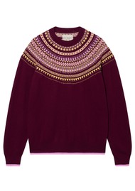 JUMPER 1234 Fairisle Yoke Crew Jumper - Rouge Noir