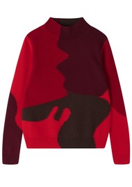 JUMPER 1234 Reverse Camo Turtle Neck Cashmere Jumper - Burgundy