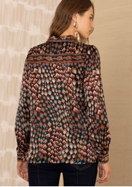 Hale Bob Geometric Print Silk Shirt - Black