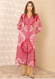 Hale Bob Paisley Printed Midaxi Dress - Red