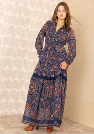 Hale Bob Paisley Floral Maxi Dress - Blue