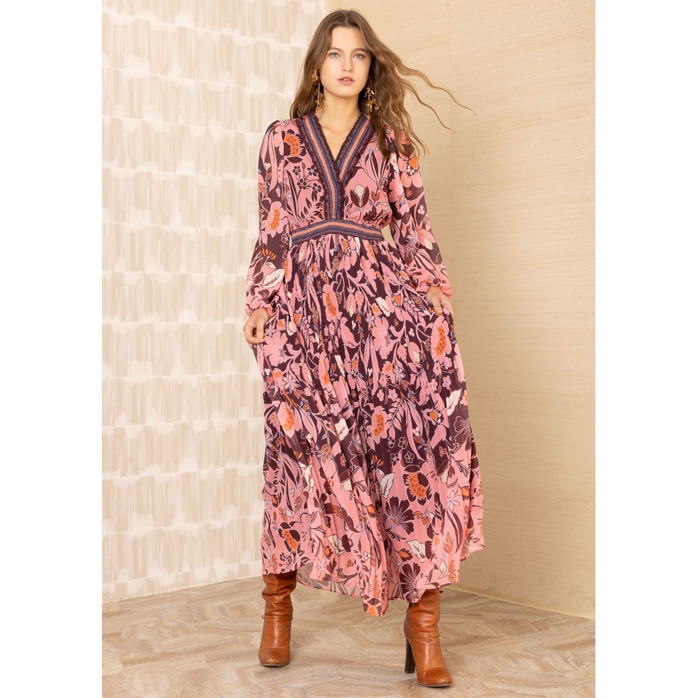 Hale Bob Women's Pink Alisson Chiffon Floral Maxi Dress