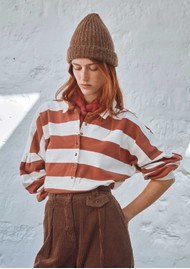 EMILE ET IDA Organic Cotton Rugby Sweat - Ecru/Brick
