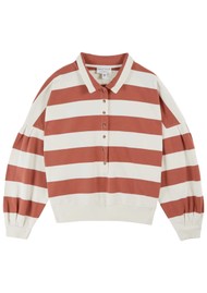 EMILE ET IDA Organic Cotton Rugby Sweat - Ecru/Brick