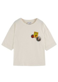 EMILE ET IDA Cotton Badge T-Shirt - Creme