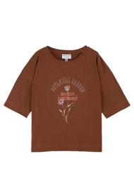 EMILE ET IDA Imprime Fleur Organic Cotton T-shirt - Chestnut