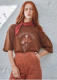 EMILE ET IDA Imprime Fleur Organic Cotton T-shirt - Chestnut