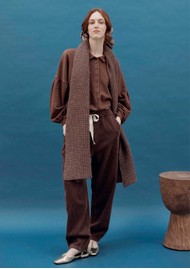 EMILE ET IDA Organic Cotton Polo Sweatshirt - Chestnut