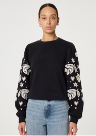 FABIENNE CHAPOT Hanne Embroidered Floral Sleeve Sweatshirt - Black