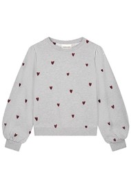 FABIENNE CHAPOT Dina Embroidered Heart Sweatshirt - Grey Melange