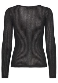 Rosemunde Belize Ribbed Long Sleeve Top - Black