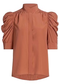 Frame Denim Gillian Silk Blouse - Rust