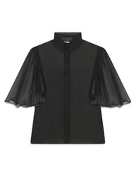 Frame Denim Flutter Silk Blouse - Black