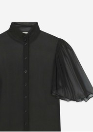 Frame Denim Flutter Silk Blouse - Black
