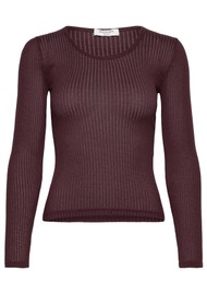 Rosemunde Belize Ribbed Long Sleeve Top - Fudge