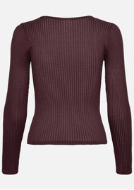 Rosemunde Belize Ribbed Long Sleeve Top - Fudge