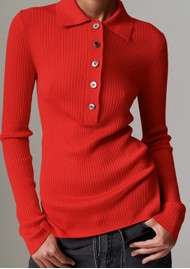 Day Birger et Mikkelsen Murphy Merino Wool Polo Shirt - Fiery Red