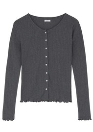 SKALL Edie Jersey Pointelle Cardigan - Dark grey melange
