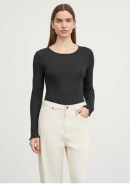 SKALL Edie Jersey Pointelle Long Skeeve Top - Black
