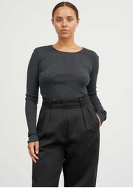 SKALL Amy Merino Wool Long Sleeve Top - Dark Grey Melange