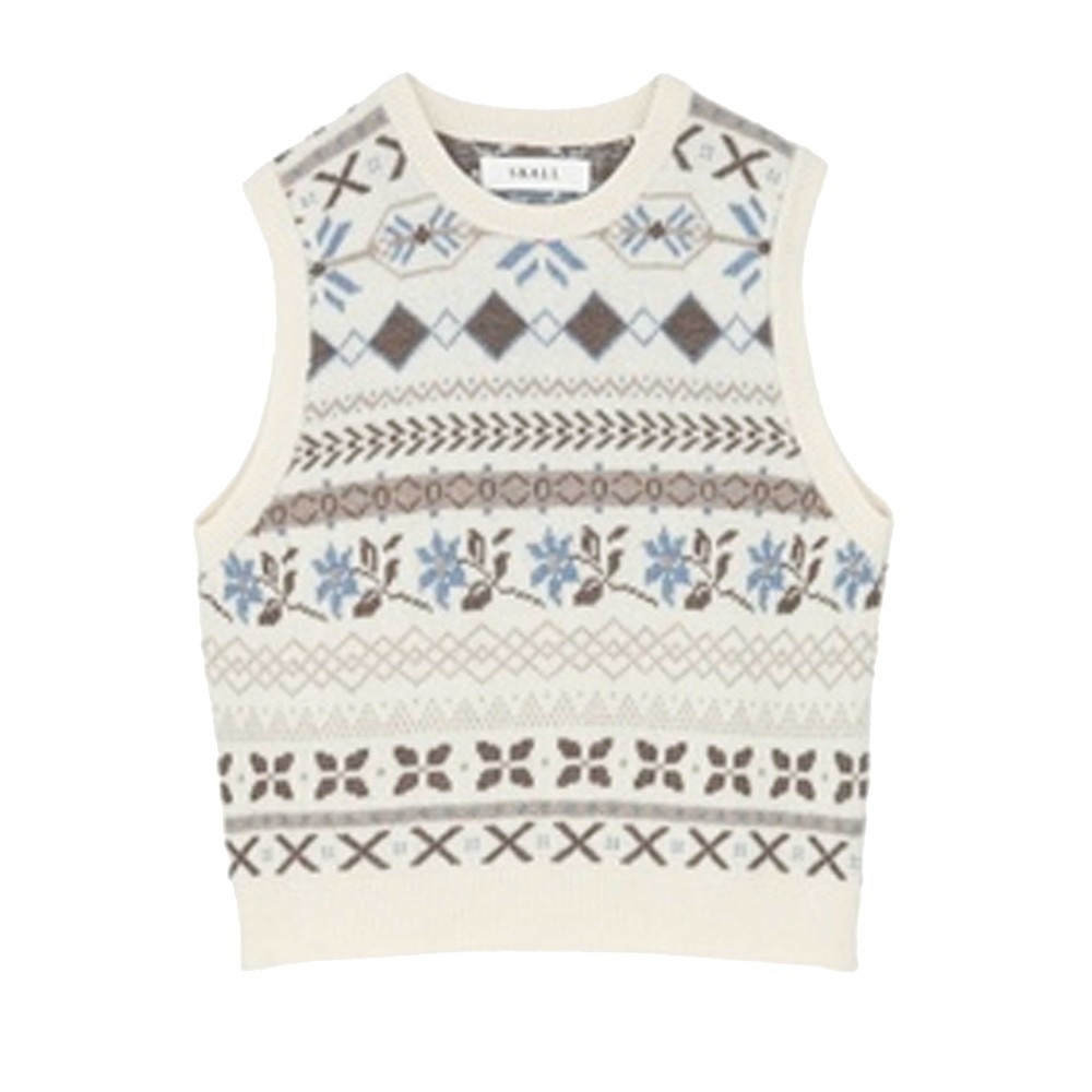 Skall Women's Brown Vero Sleeveless Knitted Merino Wool Vest - /Ecru