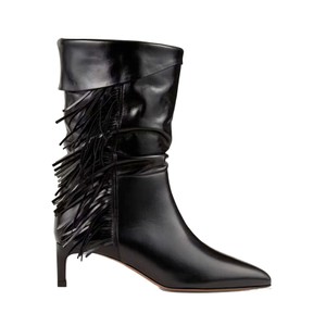 Cardi leather Fringe Boots - Black