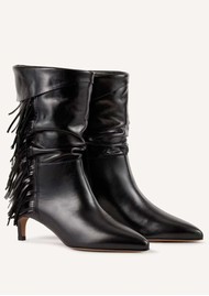 Ba&sh Cardi leather Fringe Boots - Black