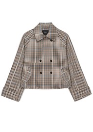 Rails Jett Trench Cropped Jacket - Mocha Check