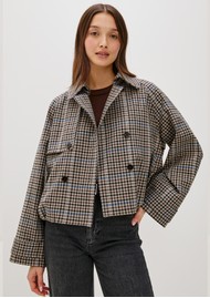 Rails Jett Trench Cropped Jacket - Mocha Check