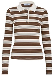 MINUS Pammie Long Sleeve Polo Shirt - Carafe Stripe
