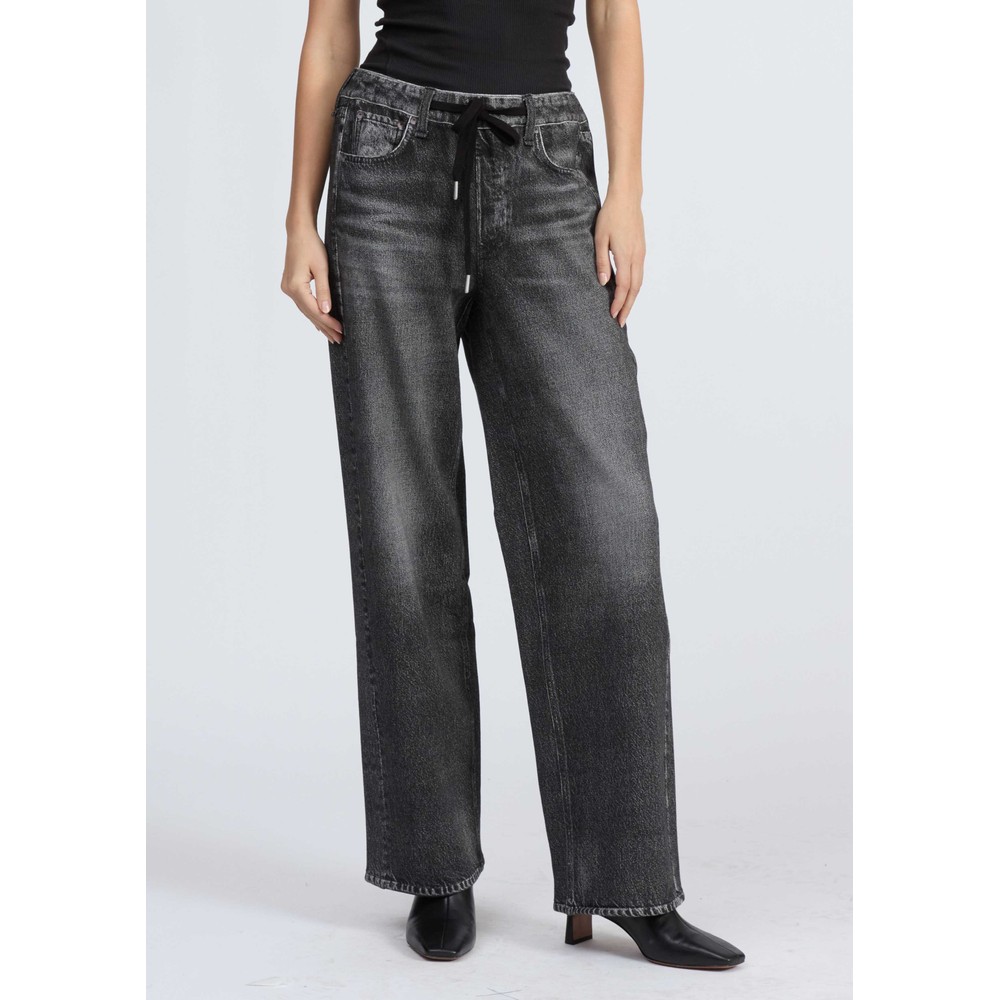 RAG & BONE rb Miramar Terry Wide Leg Cotton Trousers - Washed Black