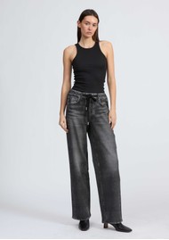 RAG & BONE Miramar Terry Wide Leg Cotton Trousers - Washed Black