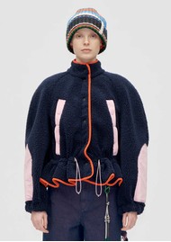 STINE GOYA Dropped Shoulder Fleece Jacket - Black Iris