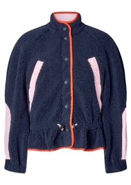STINE GOYA Dropped Shoulder Fleece Jacket - Black Iris