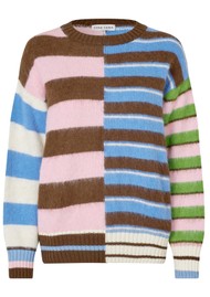 STINE GOYA Crew Neck Jumper - Multi Stripes