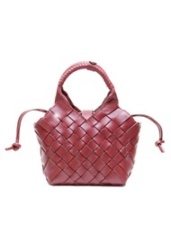 CALA JADE Misu Mini Leather Woven Shoulder Bag - Merlot