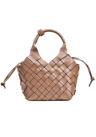 CALA JADE Misu Mini Leather Woven Shoulder Bag - Taupe