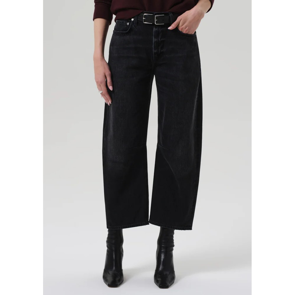 Citizens Of Humanity Women's Black Miro Relaxed Barrel Leg High Rise Jean - Raine