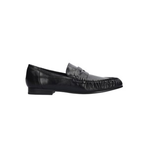 Lyra Crushed Leather Loafer - Black