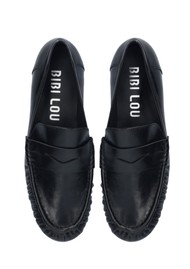 BIBI LOU Lyra Crushed Leather Loafer - Black