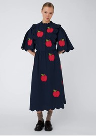 STELLA NOVA Organic Cotton Embroidered Midi Dress - Navy